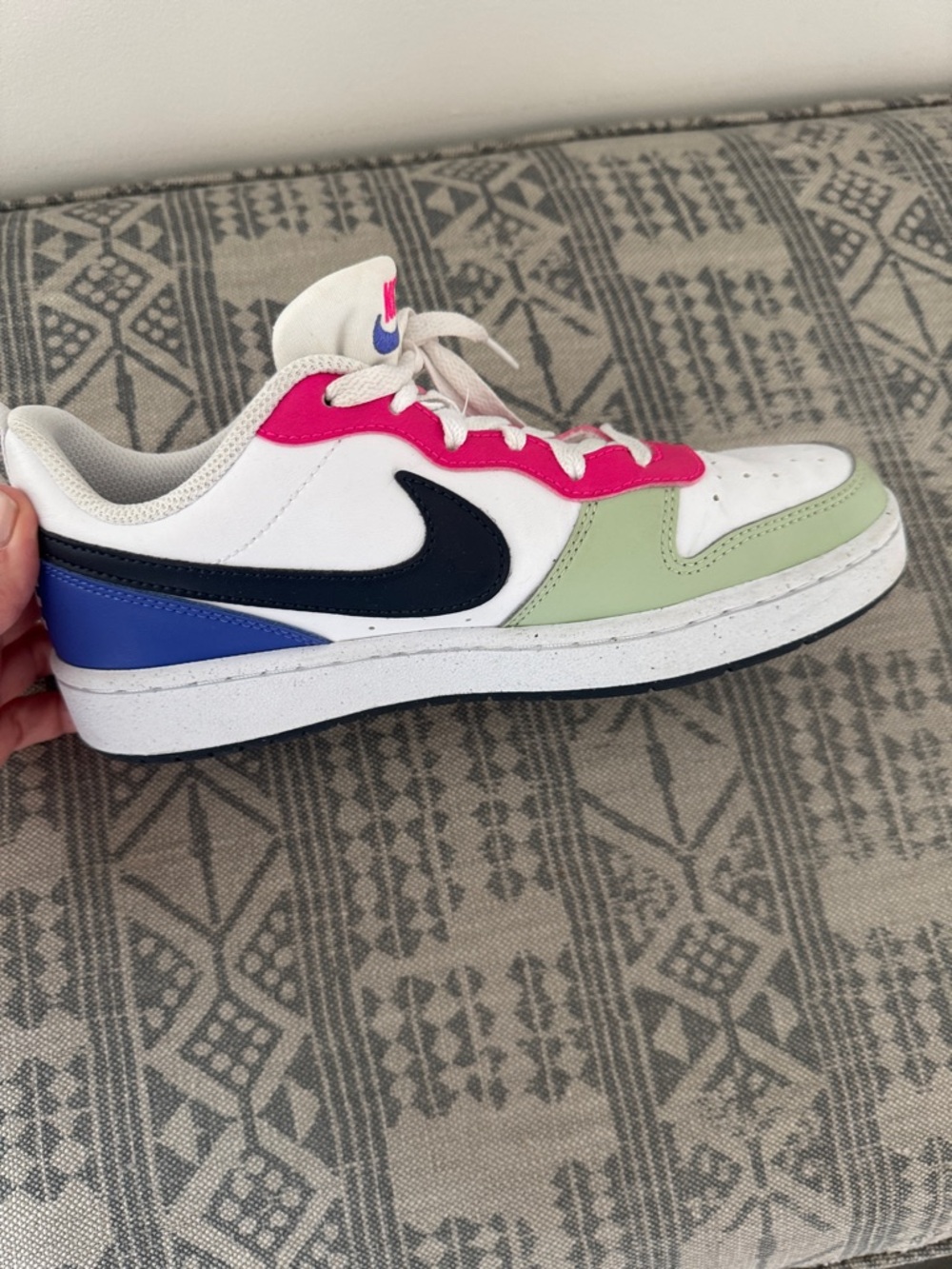 Youth 5.5 White & Pink Nike Air Force Shoes - Picture 2 of 4